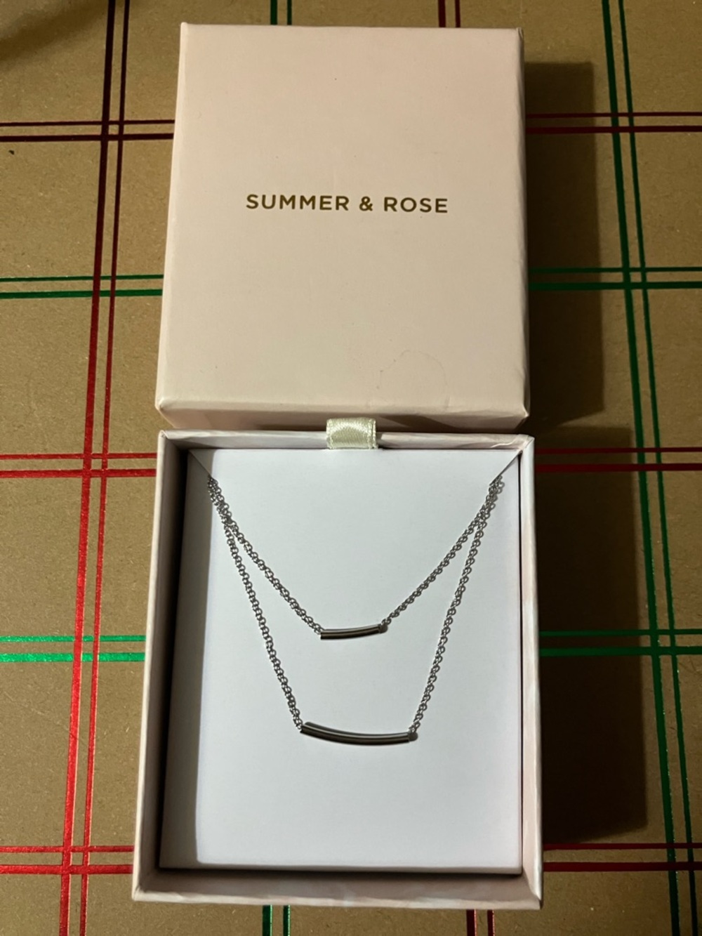 summer & rose silver layered bar necklace